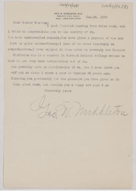 Letter to Harvey Cushing, January 24, 1925