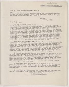 Letter to William Osler, June 8, 1904