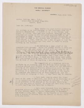 Letter to Harvey Cushing