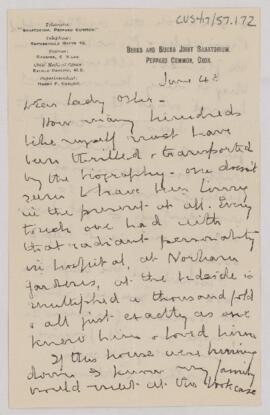 Letter to Grace Revere Osler, June 4, 1925