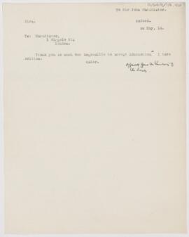 Letter to John Young Walker MacAlister, May 20, 1914
