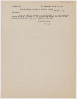 Letter to Walter Hines Page, October 18, 1913