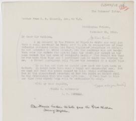 Letter to William Osler, November 20, 1914