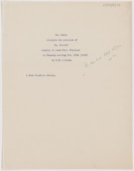 Letter to Henry Barton Jacobs, October 29, 1901