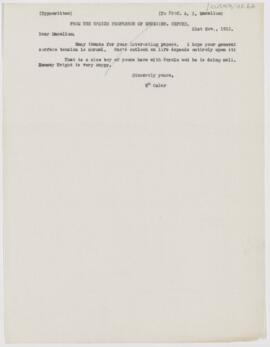 Letter to Archibald Byron Macallum, November 21, 1913