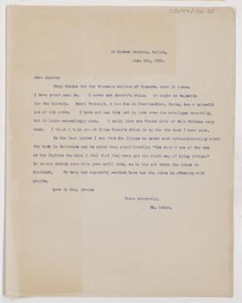 Letter to Henry Barton Jacobs, June 6, 1908