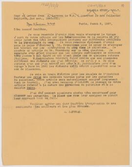 Letter to William Osler, March 8, 1887