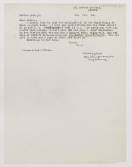 Letter to Thomas Archibald Malloch, March 16, 1918