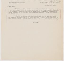 Letter to Alfred Keogh, October 12, 1914