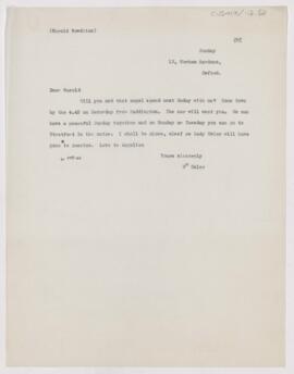 Letter to Harold Bowditch, October 1911
