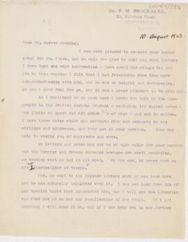 Letter to Harvey Cushing