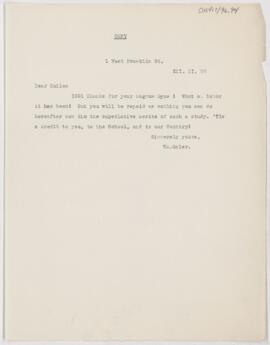 Letter to Thomas Stephen Cullen, December 11, 1900