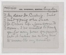 Letter to Harvey Cushing, November 24, 1925