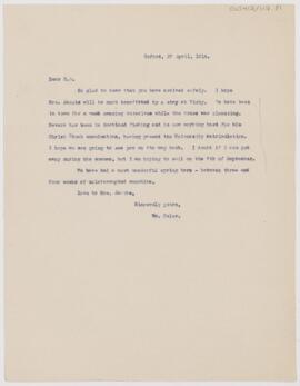 Letter to Henry Barton Jacobs, April 27, 1914