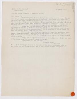 Letter to Harvey Cushing, March 4, 1915