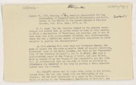 Meeting of the American Association for the Advancement of Science, August 27, 1879