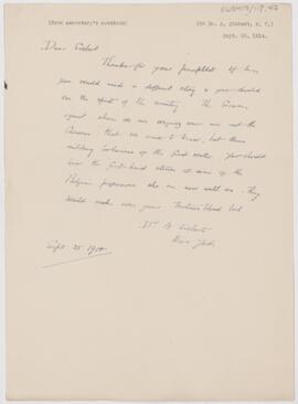 Letter to August Siebert, September 25, 1914