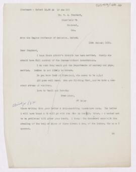 Letter to Francis John Shepherd, January 11, 1919