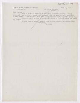 Letter to Richard Pearson Strong, June 13, 1919