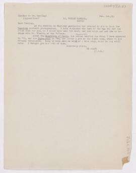 Letter to Harvey Cushing, February 1, 1911