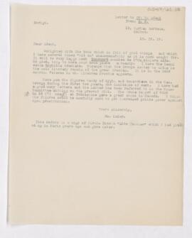 Letter to John George Adami, April 15, 1917