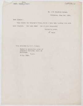 Letter to G. Alder Blumer, June 1, 1900