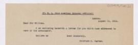 Letter to William Osler, August 14, 1915