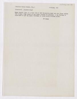 Letter to Charles Perry Fisher, September 28, 1915