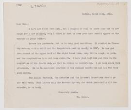 Letter to Thomas McCrae, March 11, 1912