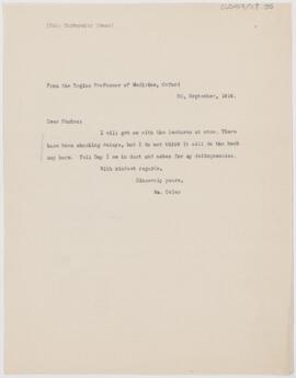 Letter to Anson Phelps Stokes, September 30, 1914