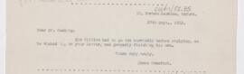 Letter to Harvey Cushing, September 27, 1912