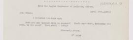 Letter to John Alexander Nixon, April 19, 1911