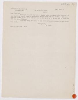 Letter to Harvey Cushing, December 15, 1910