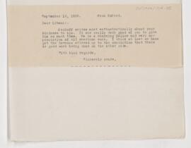 Letter to Emanuel Libman, September 14, 1906