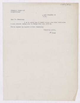 Letter to George Miller Sternberg