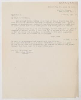 Letter to William Osler, November 12, 1917