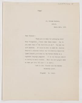 Letter to Simon Flexner, March 24, 1908