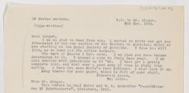 Letter to Charles Joseph Singer, November 6, 1912