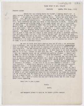 Letter to Susan Revere Chapin, August 27, 1916