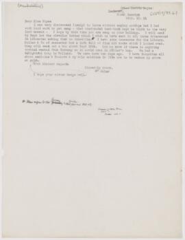 Letter to Marcia C. Noyes, August 13, 1901