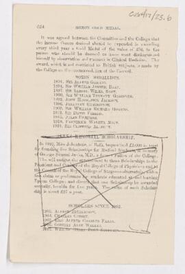 List of Moxon Medalists from 1891 to 1921