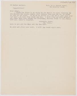 Letter to John George Adami, December 24, 1914