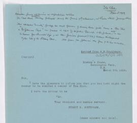 Letter to William Osler, March 5, 1919