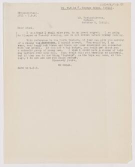 Letter to John George Adami, October 2, 1911