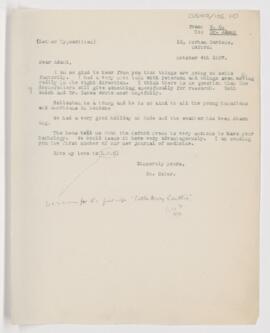 Letter to John George Adami, October 4, 1907