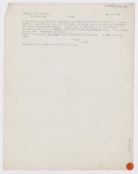 Letter to Harvey Cushing, December 8, 1908
