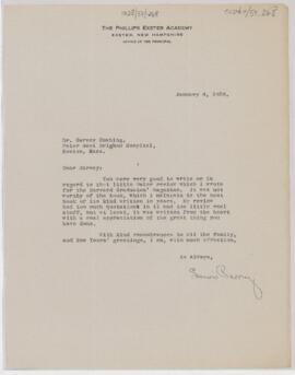 Letter to Harvey Cushing, January 6, 1926