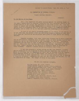 Letter to  Editor of the Times, December 28, 1918