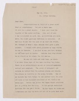 Letter to Henry Mills Hurd, May 12, 1916