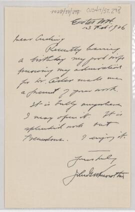 Letter to Harvey Cushing, February 13, 1926